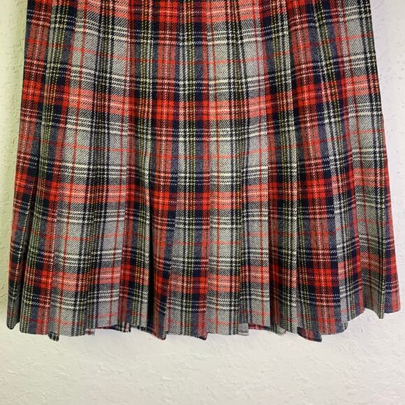 The Villager Skirt Vintage Mini Pleated Tartan Schoolgirl‎ Wool Raw Hem Side Zip - Picture 6 of 11